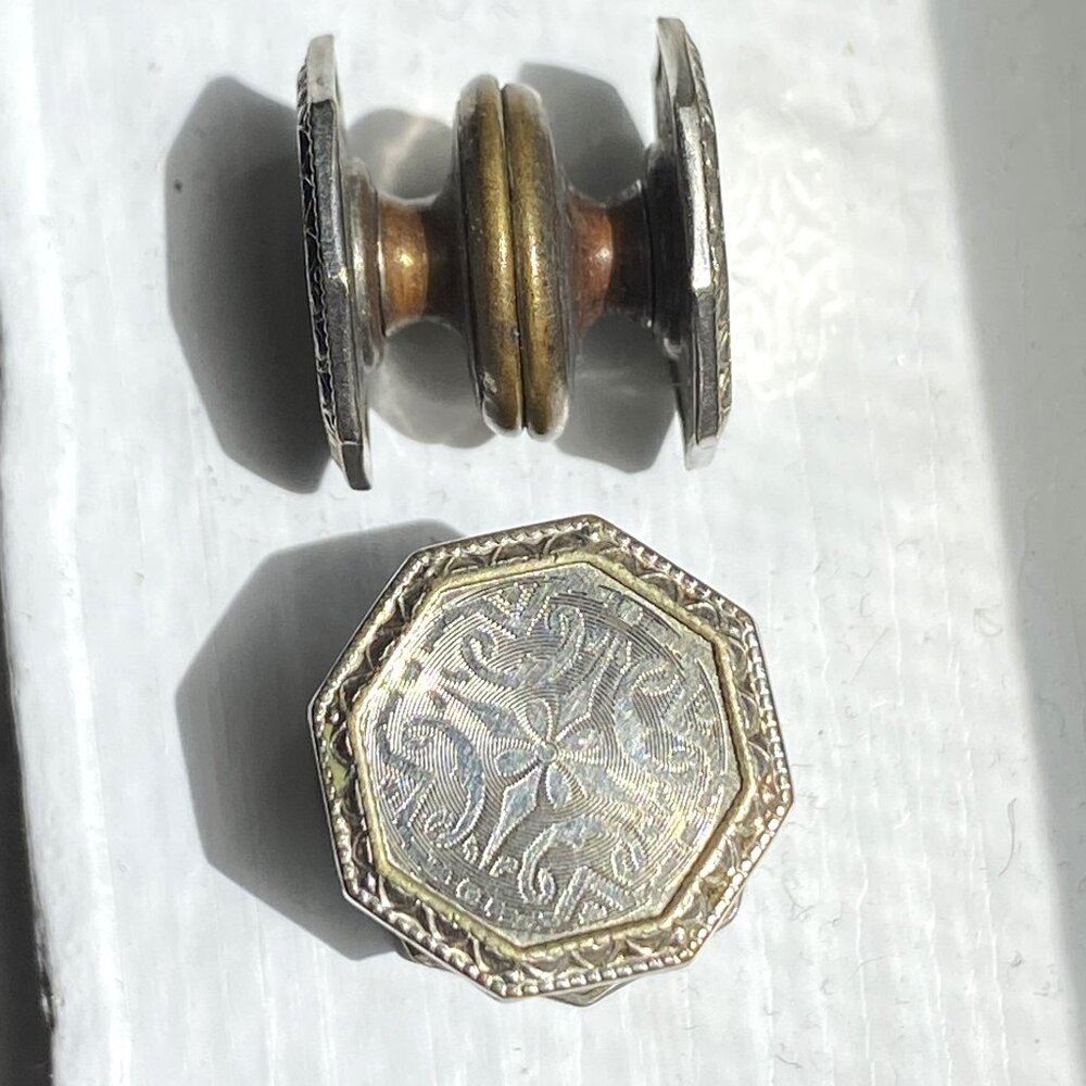 Elegant Pair of Silver-Colored Octagonal Cufflinks